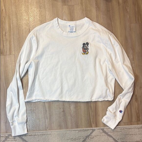 Champion White cropped Long Sleeve Tee with Mickey Design - Picture 2 of 4